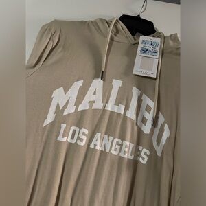 MALIBU SWEATSHIRT WITH HOOD - LIGHTWEIGHT BEIGE MEDIUM